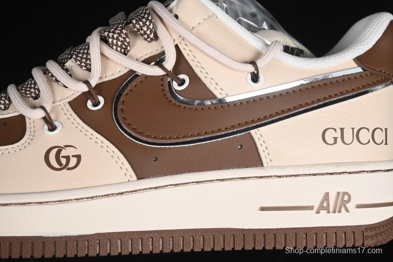 Nike Air Force 1 '07 Low Gucci Collaboration - Brown Coffee Drawstring Low-Top Casual Sneakers - SJ1198-400