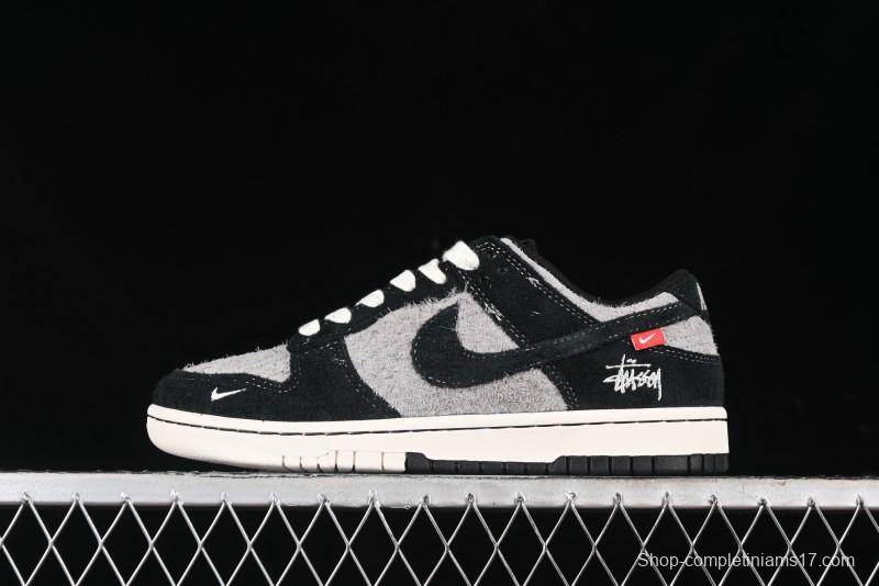 Nike SB Dunk Low Stussy Series - Grey Black with Black Swoosh Anniversary Custom Low-Top Casual Skate Shoes - MM1089-028