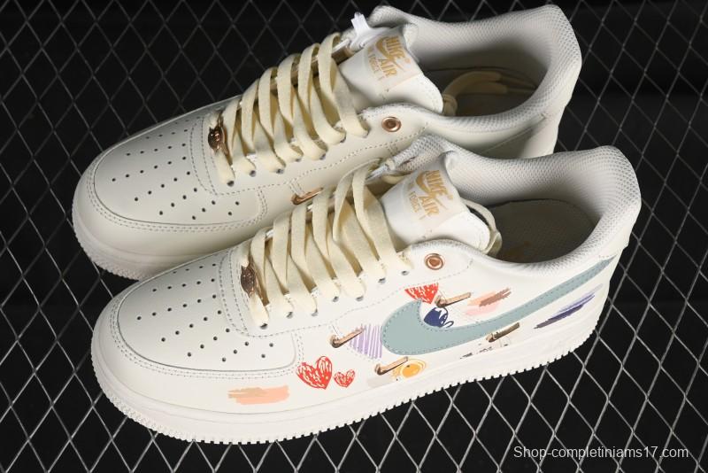 Nike Air Force 1 '07 Low Casual Sneakers with Mint Mambo Anime Theme and Gold Spray - ZH0316-040