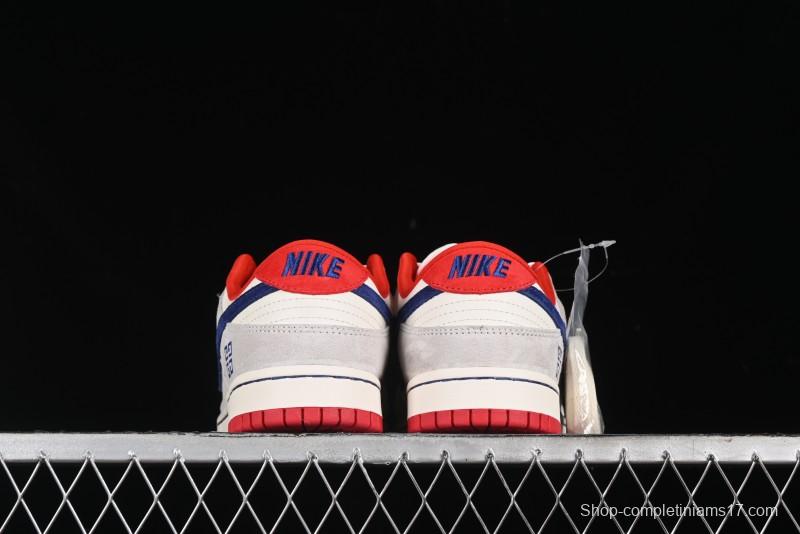 Nike SB Dunk Low Givenchy Collaboration - Gray Blue Red Double Swoosh Anniversary High-End Custom Low-Top Casual Sneakers - CF3688-033