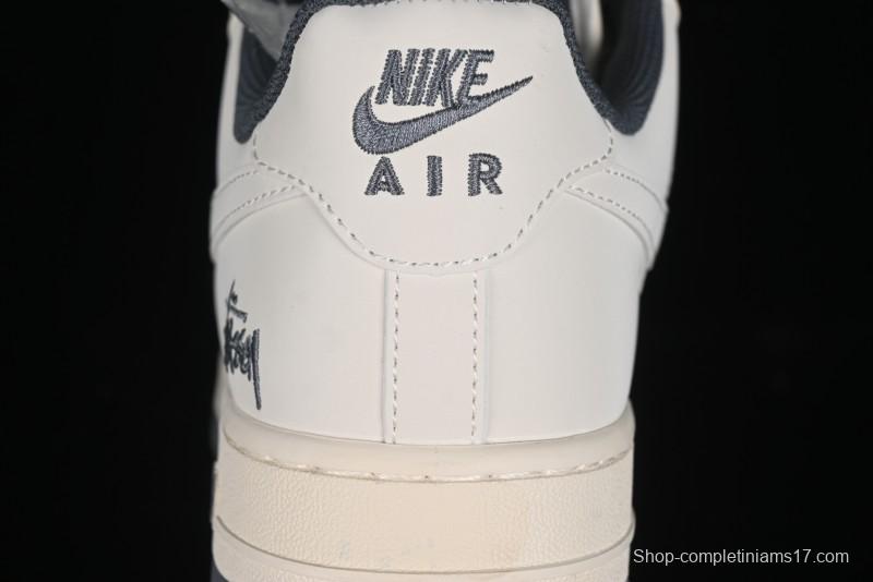 Nike Air Force 1 '07 Low Stussy Collaboration - Light Grey Double Swoosh Casual Sneakers - XZ6188-012