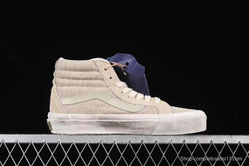 Vans Notre Premium Sk8-Hi High-Top Skate Shoes with Upgraded Suede and Linen Materials - VN000CR0BWQ