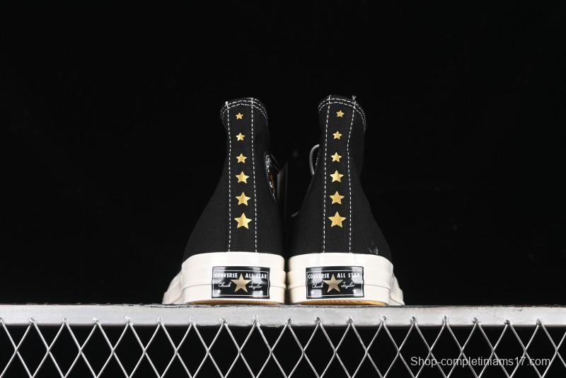 Converse Chuck 1970s High-Top Sneakers with Gold Star Accents and Classic Black & White Design - A12462C