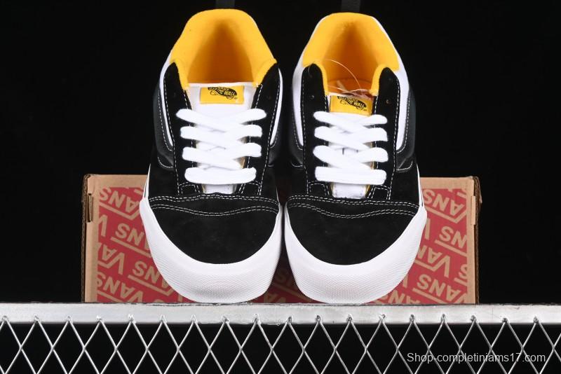 Vans Knu Skool Low-Top Retro Casual Vulcanized Slip-On Sneakers in Black White Yellow - VN000D6C6RJ