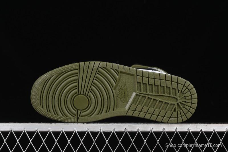 Nike Air Jordan 1 Mid AJ1 Army Green Mid-Top Casual Sneakers - DQ8426-092