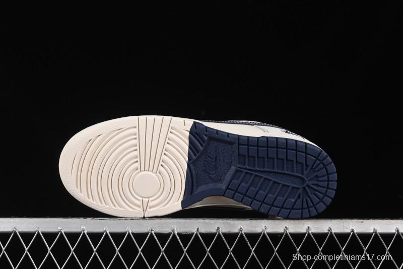 Nike SB Dunk Low Stussy Collaboration - Patchwork Grey White Dark Blue Swoosh Anniversary Custom Low-Top Casual Skate Shoes - MM1089-025