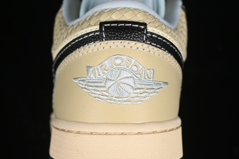 Nike Air Jordan 1 Low "Coconut Milk Black" Casual Basketball Shoes with Contrast Swoosh - HQ3437-101