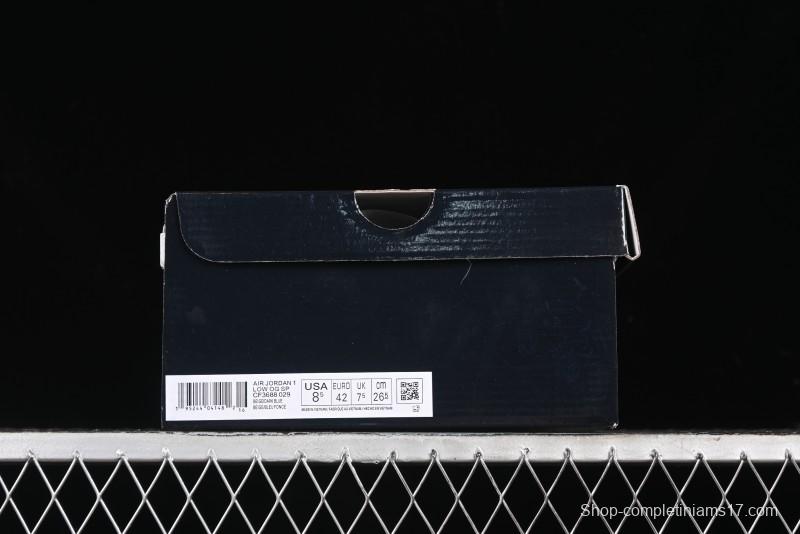 Nike Travis Scott x Fragment Design x Air Jordan 1 Low OG SP AJ1 Retro Sneakers with Stone Pattern - CF3688-029