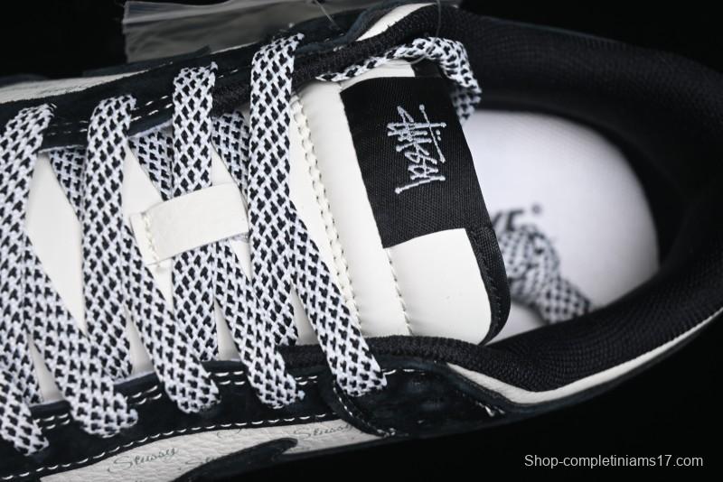 Nike SB Dunk Low Stussy Triple Collaboration - Patchwork Black Swoosh Anniversary Custom Low-Top Casual Skate Shoes - YX5066-222