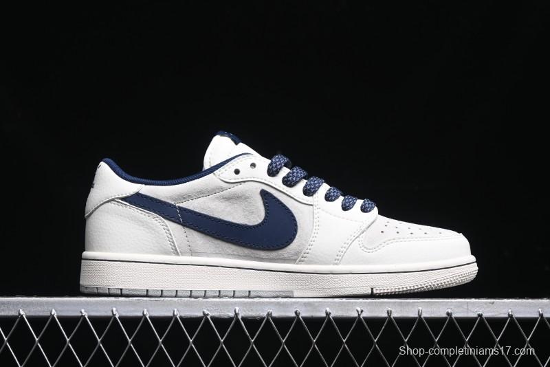 Nike Travis Scott x Fragment Design x Air Jordan 1 Low OG SP AJ1 Sneakers with Reverse Swoosh - SJ2068-134