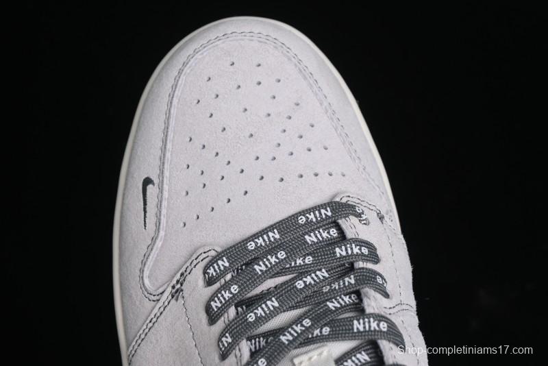 Nike Air Jordan 1 Low AJ1 Stussy Collaboration - Premium Customized Pigskin Grey Line Retro Basketball Shoes - DM9188-005