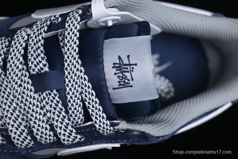 Nike Air Force 1 '07 Low Stussy Collaboration - Grey Blue Suede Low-Top Casual Sneakers - SJ6698-007