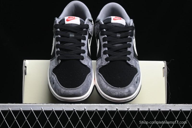 Nike SB Dunk Low Supreme Collaboration - Carbon Black Grey Pig Anniversary High-End Custom Low-Top Casual Skate Shoes - XX3186-206