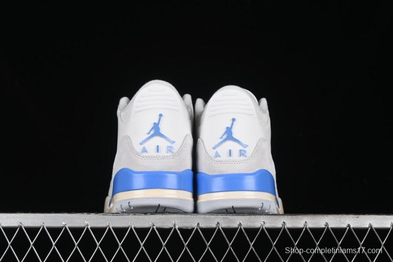 Nike Air Jordan 3 Retro "Lucky Shorts" Basketball Shoes with University Blue and White Colorway - CT8532-101