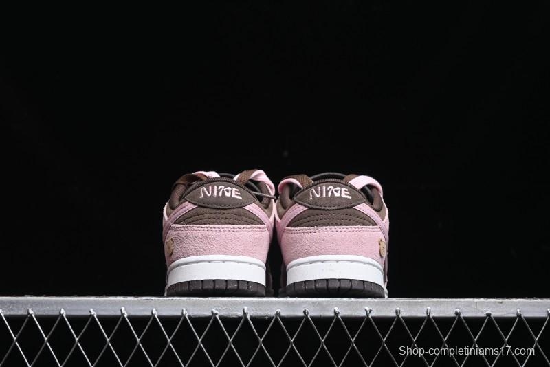 Nike Dunk Low 85 Double Swoosh Series Strawberry Chestnut SB Low Top Casual Skate Shoes - HV1799-161