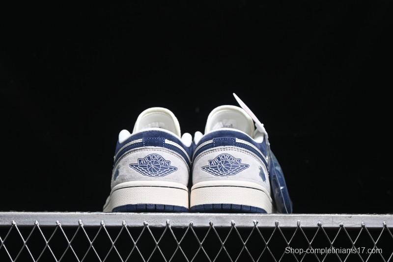 Nike Air Jordan 1 Low AJ1 The North Face Collaboration - Custom High-End Retro Basketball Shoes with Blue Swoosh - DM9188-010