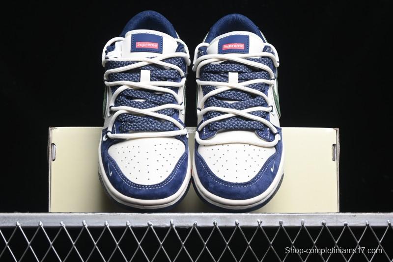 Nike SB Dunk Low Supreme Collaboration - Double Force Blue Lace-Up Anniversary High-End Custom Low-Top Casual Skate Shoes - XS1186-101