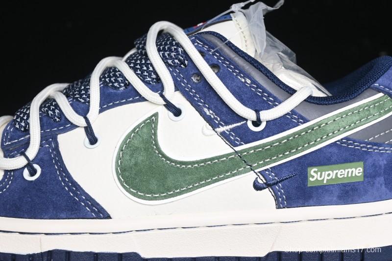 Nike SB Dunk Low Supreme Collaboration - Double Force Blue Lace-Up Anniversary High-End Custom Low-Top Casual Skate Shoes - XS1186-101