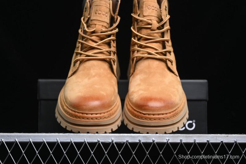 ECCO Exostrike Series Work Leather Anti-Slip Platform Boots - 63890801003