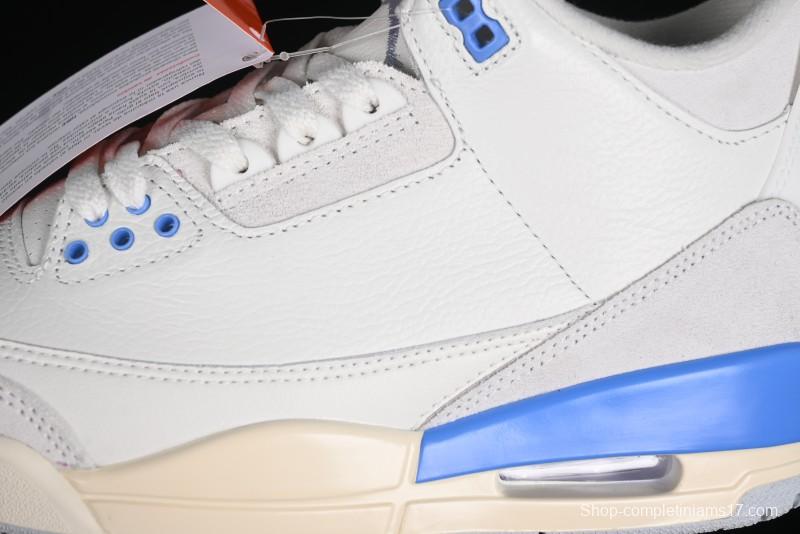 Nike Air Jordan 3 Retro "Lucky Shorts" Basketball Shoes with University Blue and White Colorway - CT8532-101