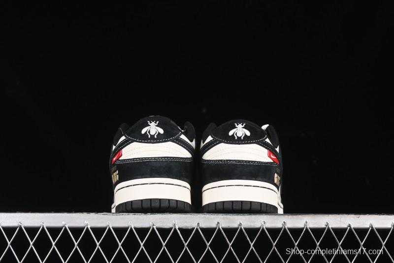 Nike SB Dunk Low Gucci Collaboration - Small Bee Series Black Hook Anniversary High-End Custom Low-Top Casual Sneakers - MM1089-030