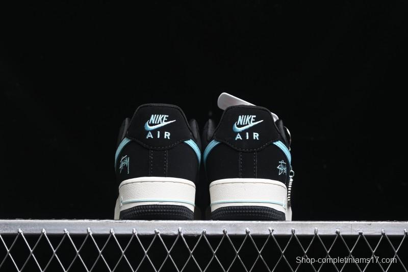 Nike Air Force 1 '07 Low Stussy Collaboration - Black Tiffany Low-Top Casual Sneakers - KK1988-030