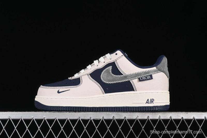 Nike Air Force 1 '07 Low Dior Collaboration - Light Blue Knit Swoosh Low-Top Casual Sneakers - KK1988-012