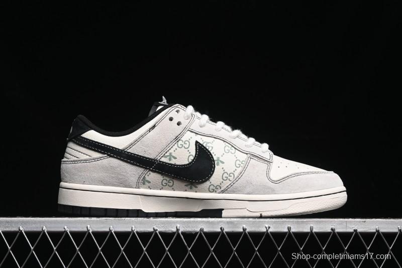 Nike SB Dunk Low Gucci Collaboration - Bumblebee Series Grey Black Hook Anniversary High-End Custom Low-Top Casual Skate Shoes - MM1089-029