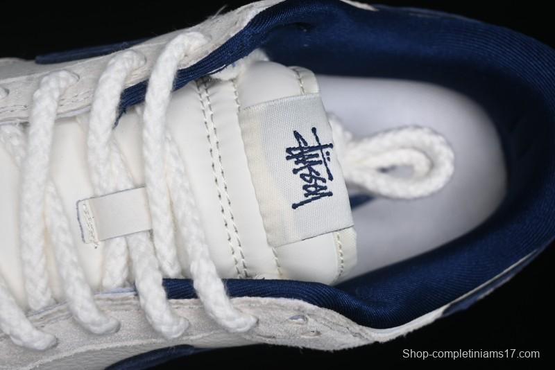Nike SB Dunk Low Supreme x Stussy Triple Collaboration - Off White Navy Swoosh Anniversary High-End Custom Low-Top Casual Skate Shoes - SJ2068-271