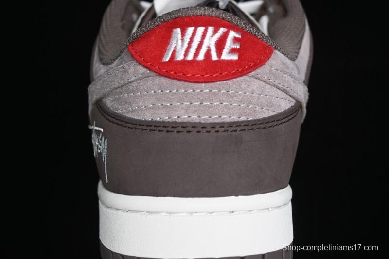 Nike SB Dunk Low Stussy Collaboration - Beige Brown Swoosh Anniversary High-End Custom Low-Top Casual Skate Shoes - SF1029-408