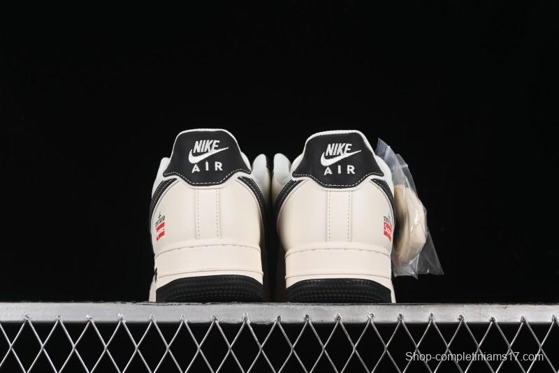 Nike Air Force 1 '07 Low Stone Island x Supreme Collaboration - Off-White Black Heel Casual Sneakers - BB1616-307