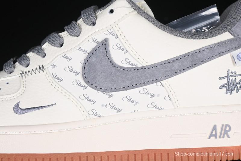Nike Air Force 1 '07 Low Stussy Collaboration - Grey Swoosh Casual Sneakers - XZ6188-256