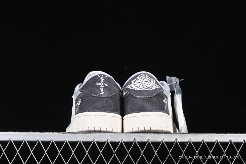 Nike Travis Scott x Fragment Design x Air Jordan 1 Low OG SP AJ1 Retro Sneakers in Traffic Grey - CF3688-055
