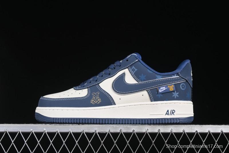 Nike Air Force 1 '07 Low Teddy Bear Collaboration Suede Blue Low-Top Casual Sneakers - KK1988-054