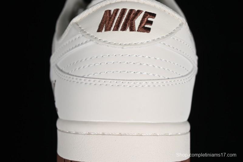 Nike SB Dunk Low LV Collaboration - Double Swoosh Beige Brown Anniversary High-End Custom Low-Top Casual Skate Shoes - XX2025-309
