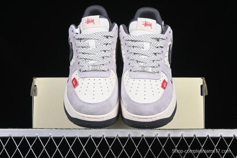 Nike Air Force 1 '07 Low Stussy Collaboration Pig Skin Swoosh Logo Low-Top Casual Sneakers - XS1958-501