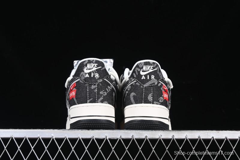 Nike Air Force 1 '07 Low Levi's Collaboration Black Denim Drawstring Casual Sneakers - SJ1198-800