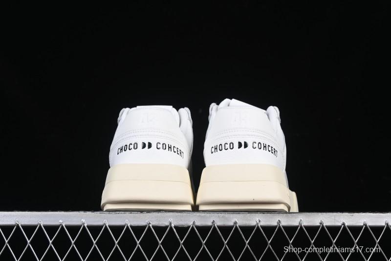 Choco Concert Leather Round Square Asymmetrical Fashion Sneakers White - AJE5