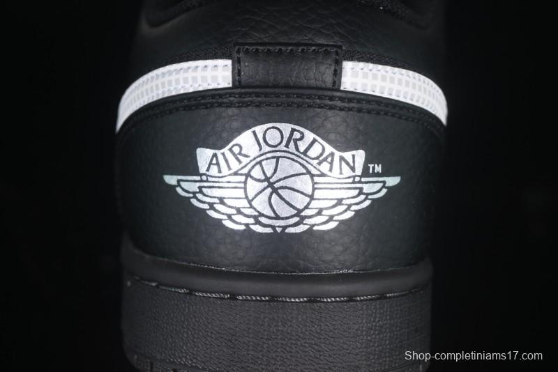 Nike Air Jordan 1 Low AJ1 Basketball Shoes in Black and White Canvas and Leather - HV5968-001