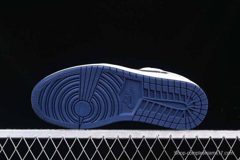 Nike Air Jordan 1 Low AJ1 The North Face Collaboration - Grey Pigskin Blue Sole Retro Basketball Shoes DM9188-011