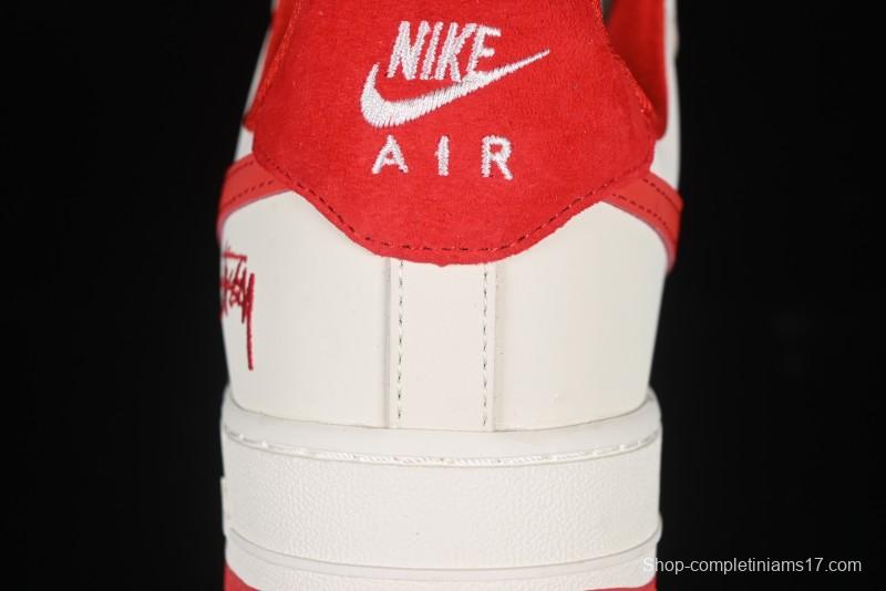 Nike Air Force 1 '07 Low Stussy Collaboration Beige Deep Orange Low-Top Casual Sneakers - DF0188-031