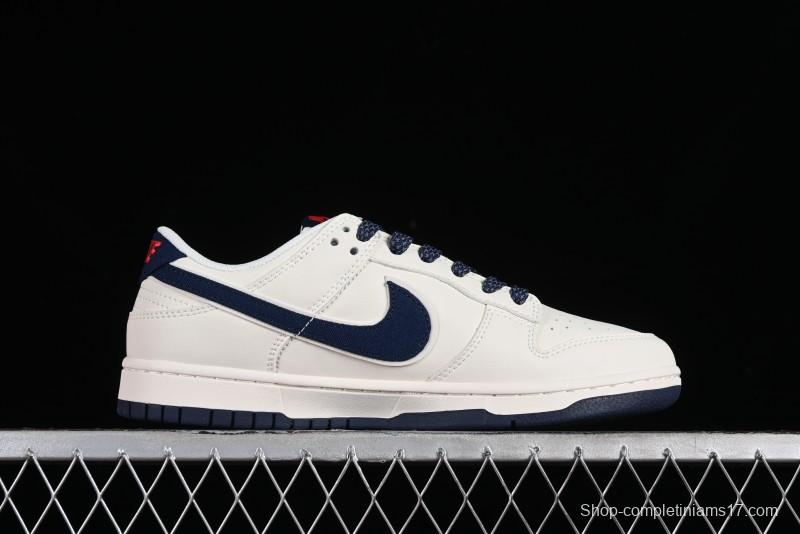 Nike Supreme x SB Dunk Low Balenciaga Collaboration - Off White Blue Canvas Anniversary High-End Custom Low-Top Casual Sneakers - XX2025-310