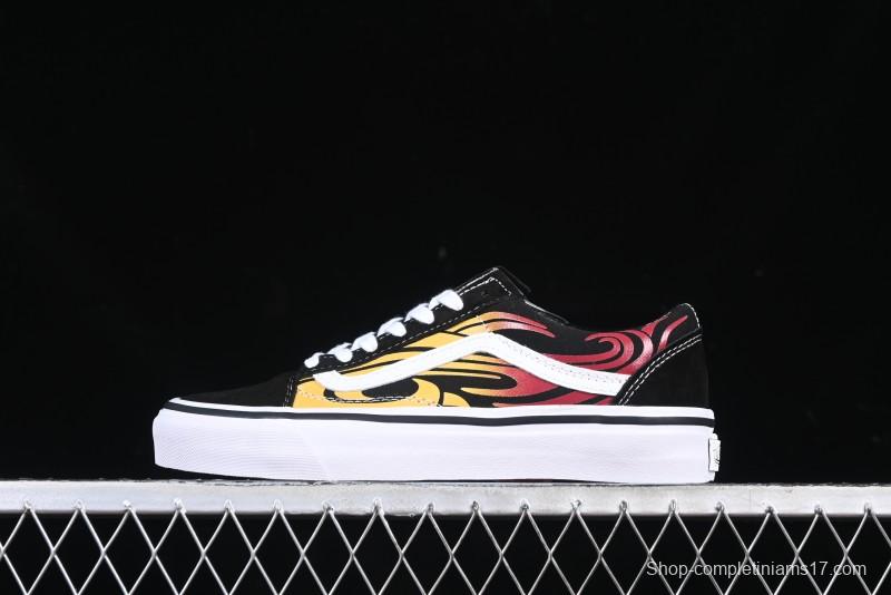 Vans Old Skool Flame Red Low-Top Casual Skate Shoes - VN000CQDBA5