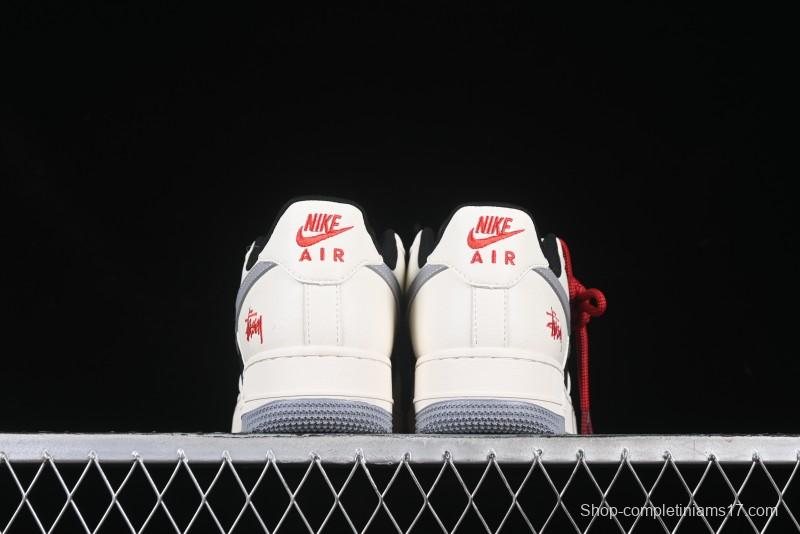 Nike Air Force 1 '07 Low Stussy Collaboration Beige Grey Black Low-Top Casual Sneakers - XZ6188-766
