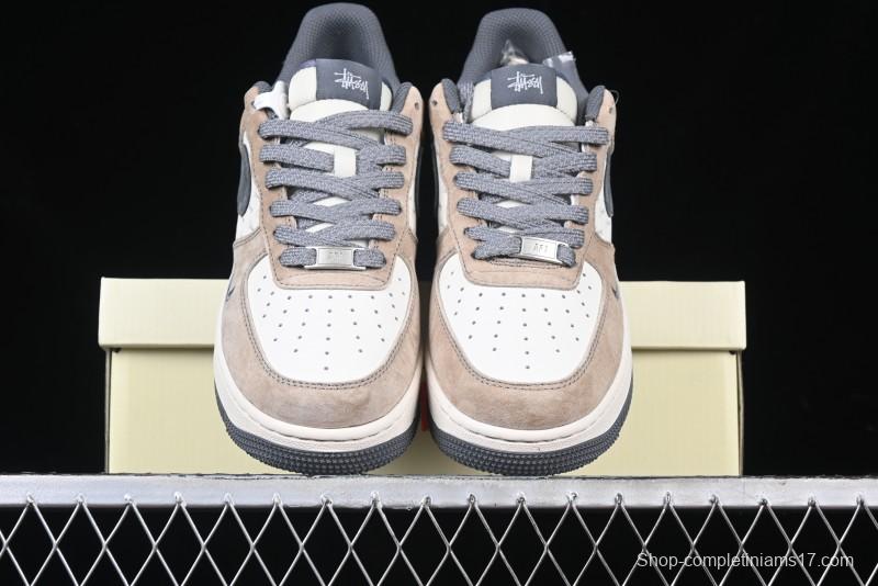 Nike Air Force 1 '07 Low Stussy Collaboration - Lambskin Brown Low-Top Casual Sneakers - XZ6188-888