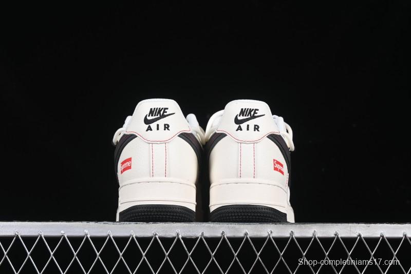 Nike Air Force 1 '07 Low Supreme Collaboration - Beige Red Lace-Up Low-Top Casual Sneakers SJ1198-104