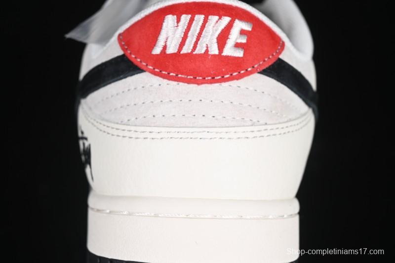 Nike SB Dunk Low Stussy Collaboration Black Blue Suede Anniversary Custom Low-Top Casual Skate Shoes - XS1086-013