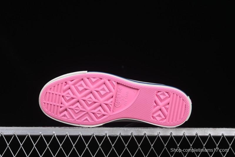 Converse Chuck 1970s High Top Casual Sneakers with Star Stitching and White-Pink-Blue Mismatched Design - A15744C