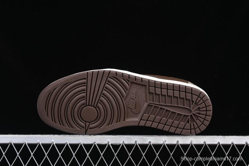 Nike Travis Scott x Fragment Design x Air Jordan 1 Low OG SP AJ1 Snake Year Limited Brown Snake Print Low Top Casual Sneakers - DM7866-074