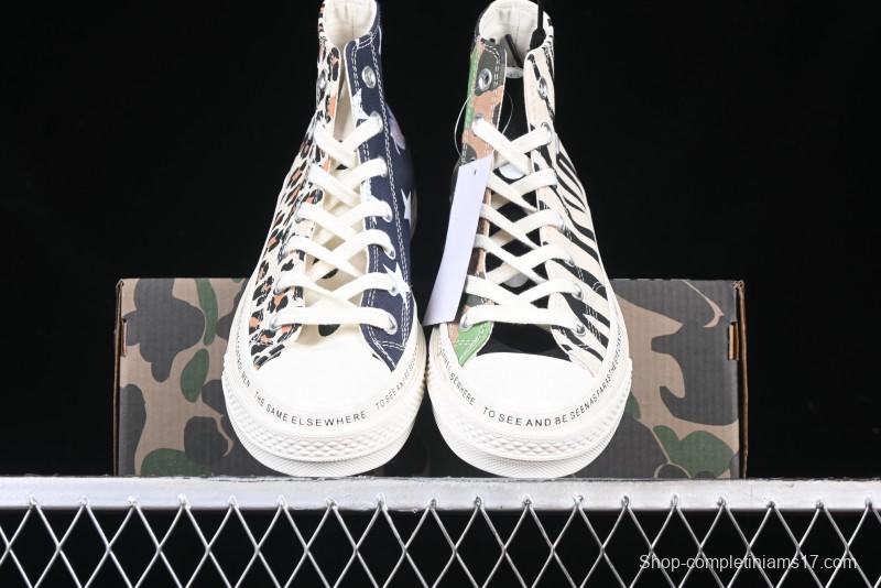 Converse x Brain Dead High Top Casual Sneakers with Mismatched Camouflage Design - A12219C